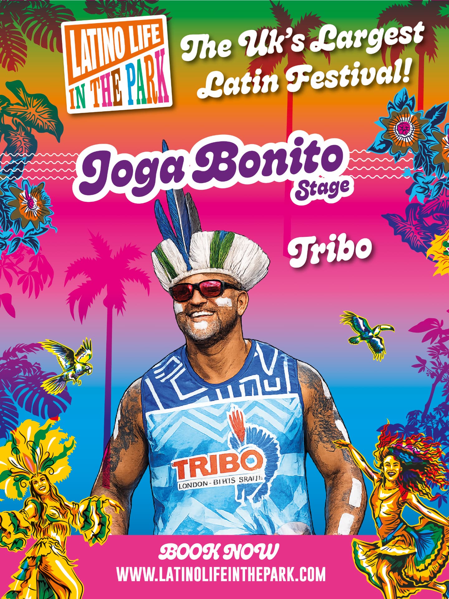 Latino Life in the Park poster featuring Tribo on the Joga Bonito Stage